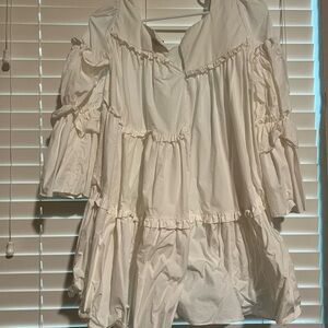 Beulah Off-White Ruffle Blouse